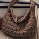 Beige Quilted Large Shoulder Bag