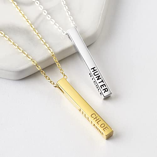 engraved 4 side bar necklace for moms