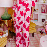 Cute pink pajama set with heart print