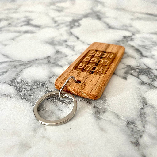 custom logo engraved wood keychain gift