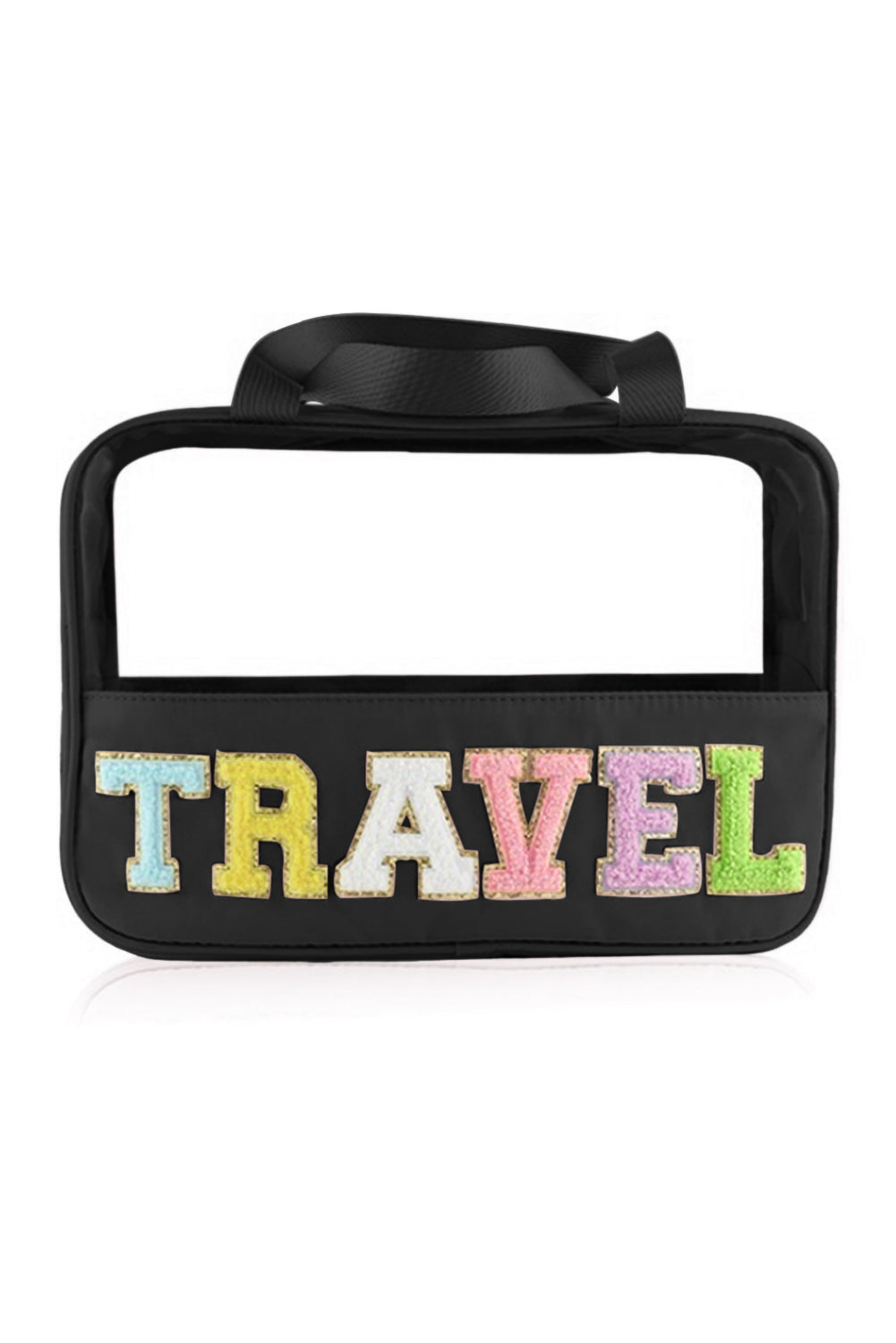 Black TRAVEL Chenille PVC Makeup Bag