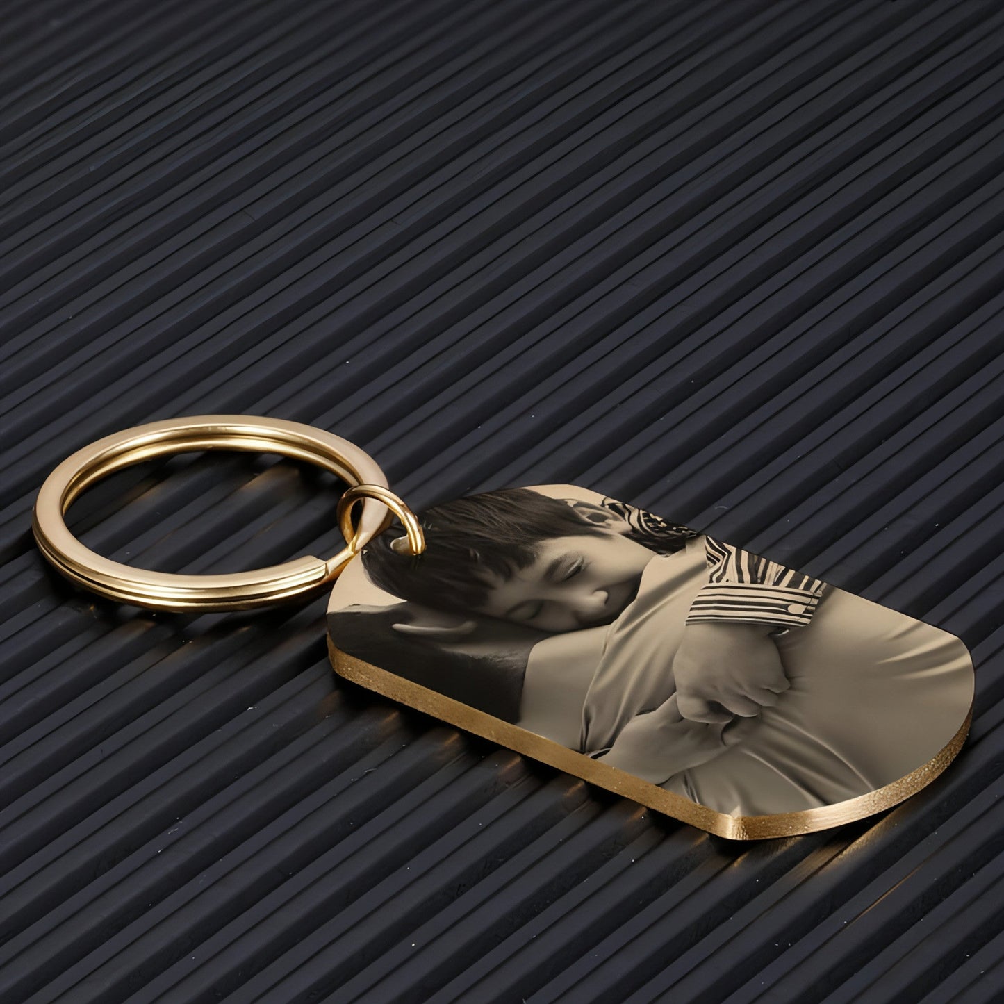 custom engraved keychain with photo and name pendant