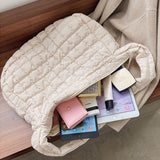 Beige Quilted Large Shoulder Bag