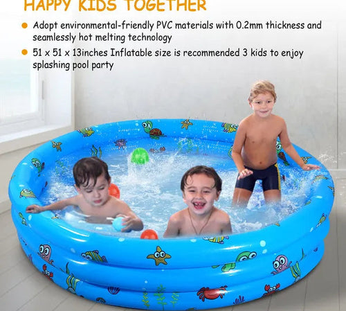 51x13In Inflatable Swimming Pool Blow Up Family Pool For 3 Kids
