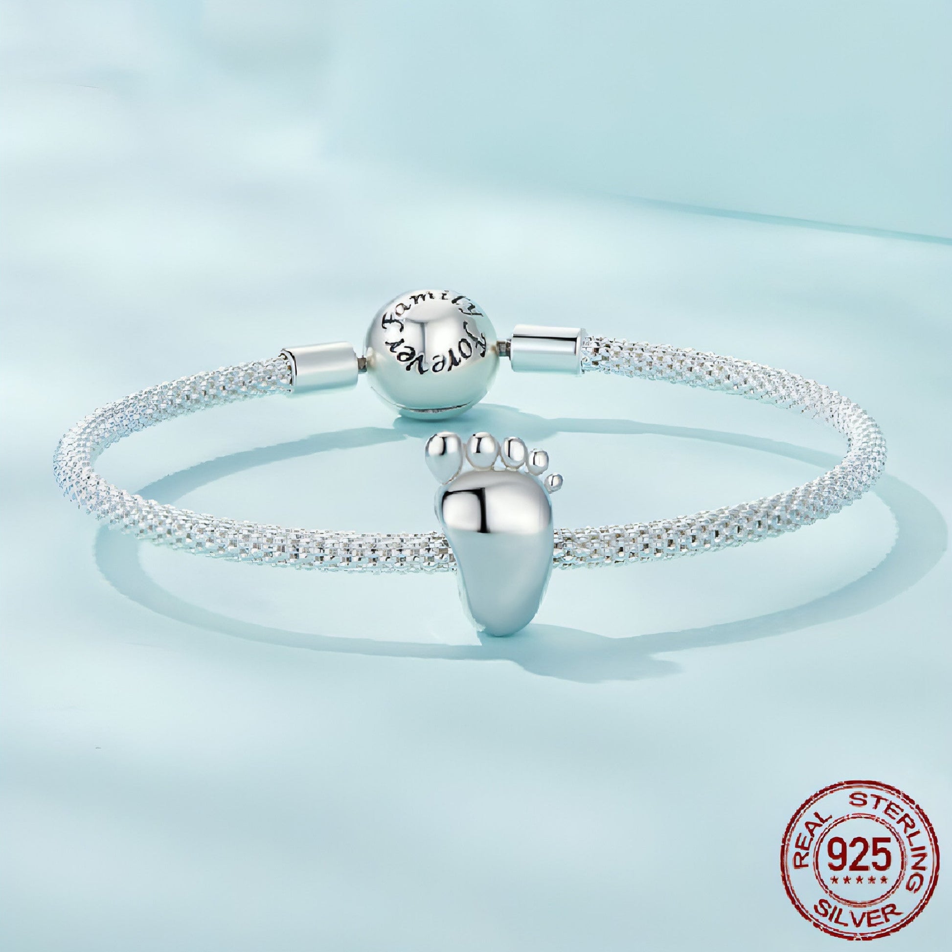 silver engraved baby footprint bead personalized charm