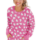 Pink Plus Size Heart Checkered Sweater