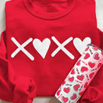 Cozy red sweatshirt with heart and XOXO design