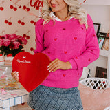Rose Red Heart Sweater