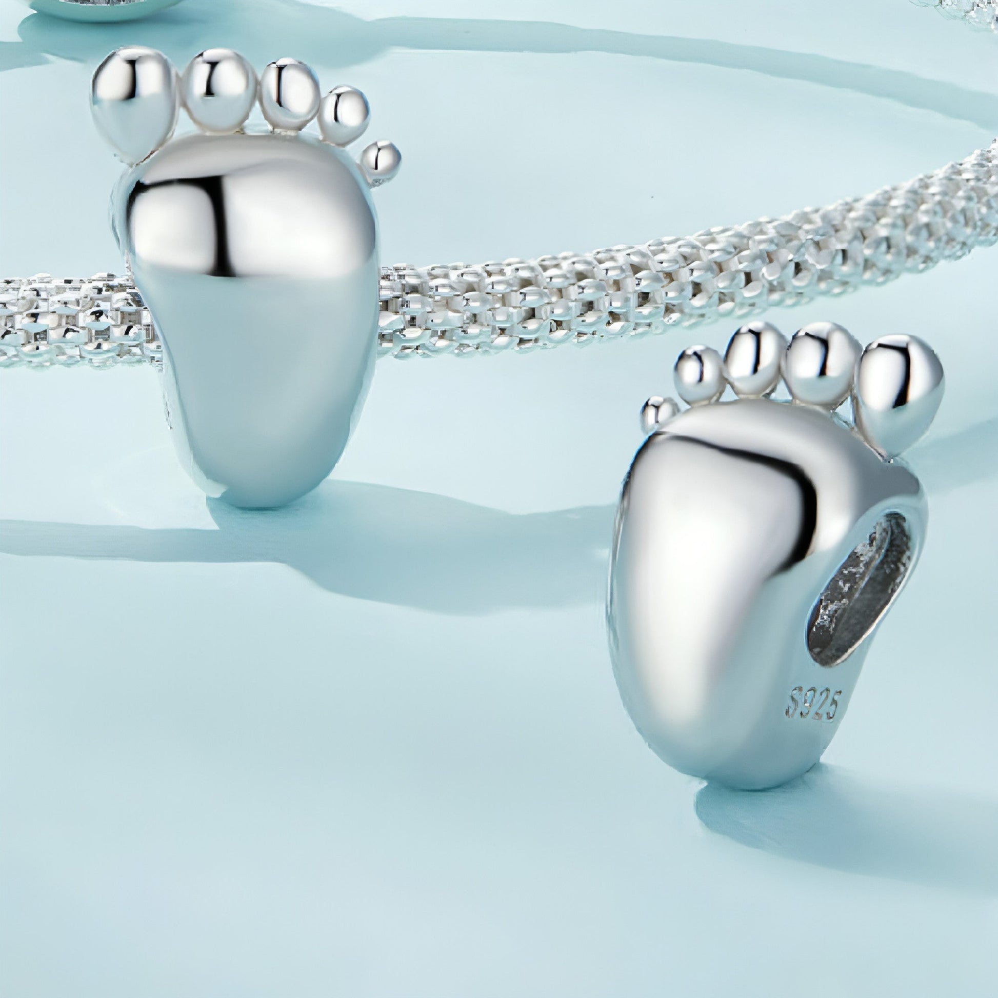 baby footprint charm bead for bracelets keepsake