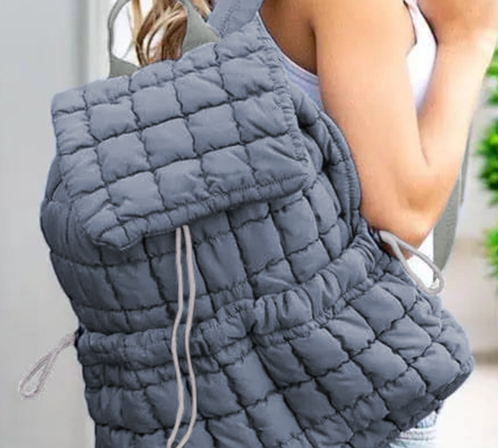 Black Quilted Puffer Backpack