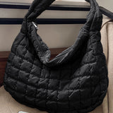 Beige Quilted Large Shoulder Bag