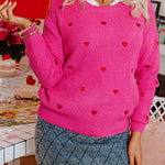 Cozy rose red heart sweater for casual wear