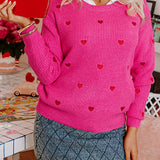 Cozy rose red heart sweater for casual wear
