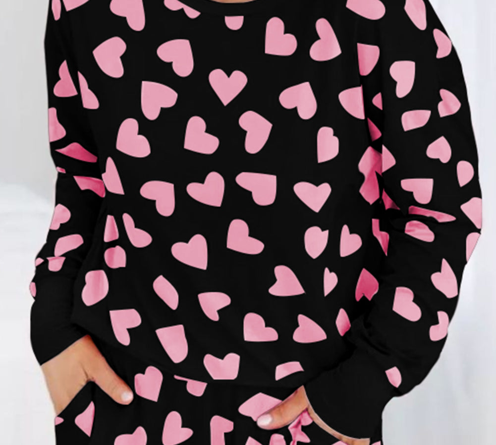Pink Plus Size Heart Checkered Sweater