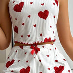 Soft and stylish white heart print pajamas for women’s sleepwear