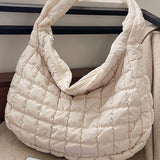 Beige Quilted Large Shoulder Bag