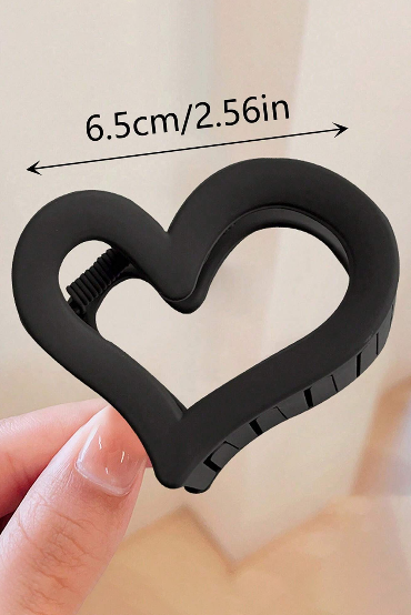 Trendy frosted heart-shaped hair clip in black