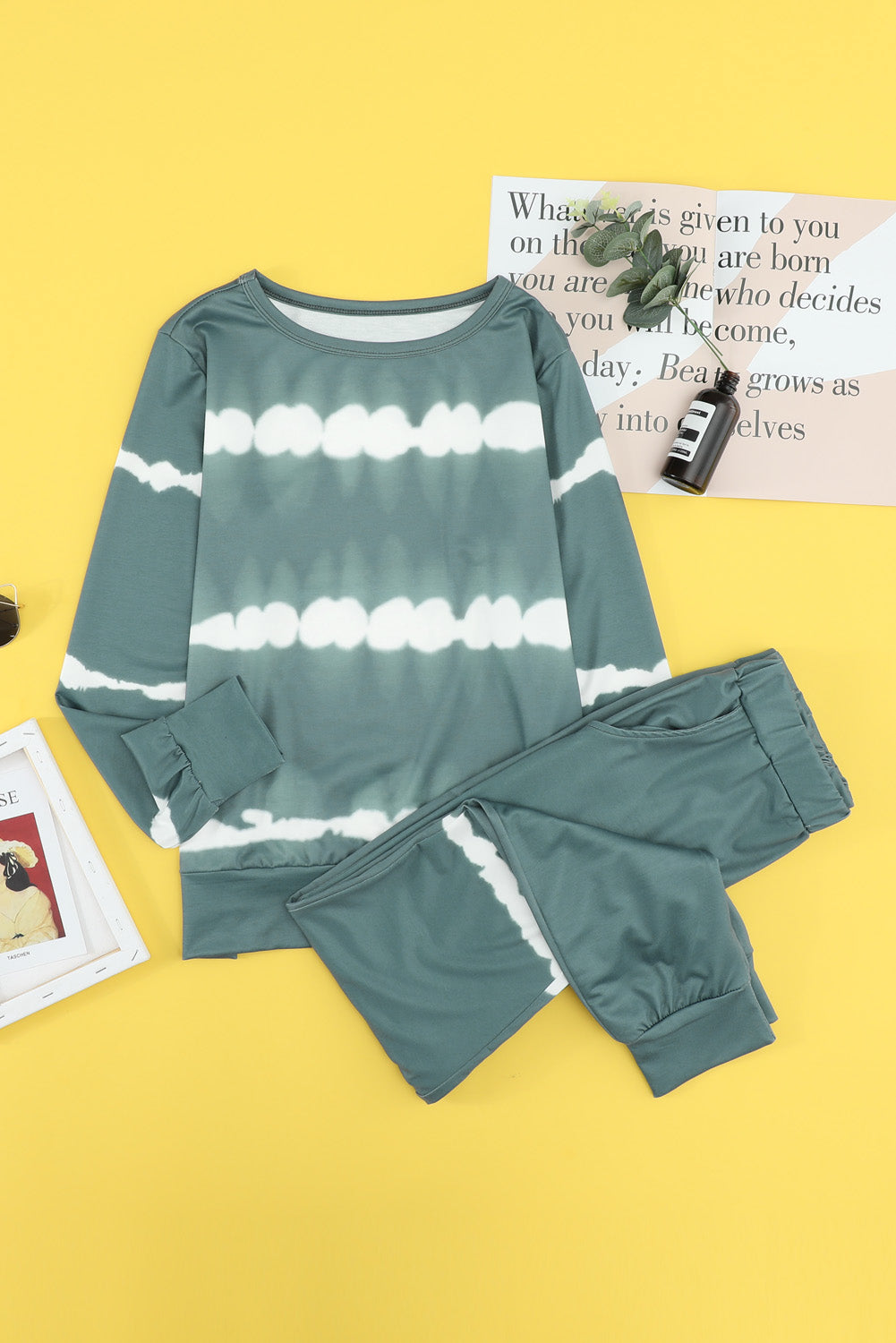 Tie-dye stiped Pullover set