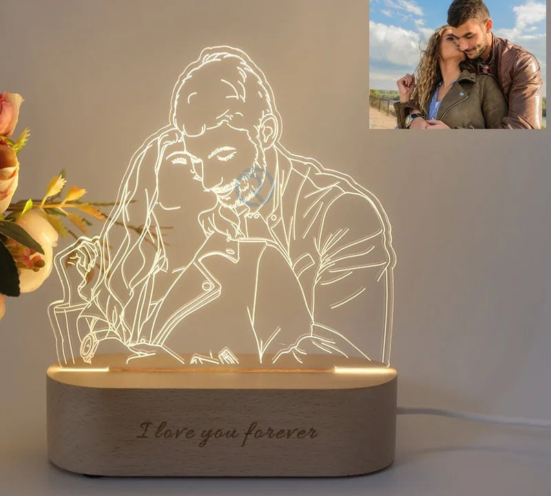 Personalized 3D photo lamp glowing with a cherished memory