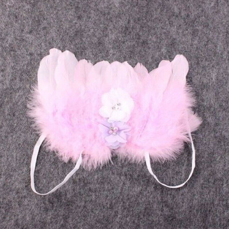 Baby Newborn Angel Flower Headband+Wing Feather