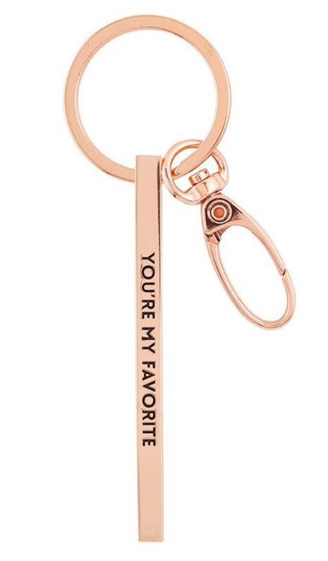 Rose Gold Stamped Bar Keychain