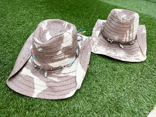 trendy grey cowgirl summer hat coastal design