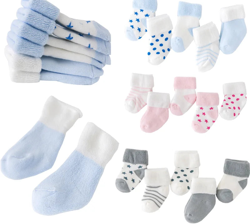 5 pairs of baby winter socks in soft materials