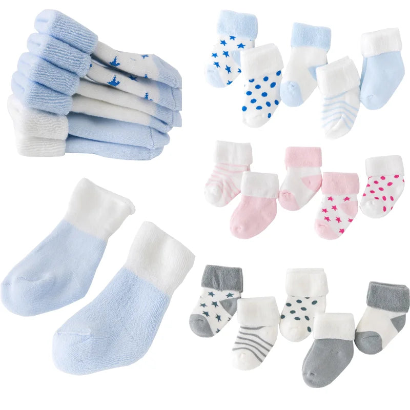 5 pairs of baby winter socks in soft materials