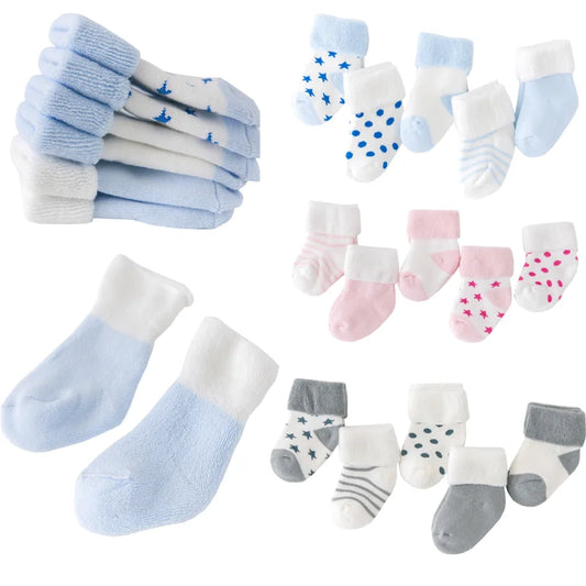 5 pairs of baby winter socks in soft materials