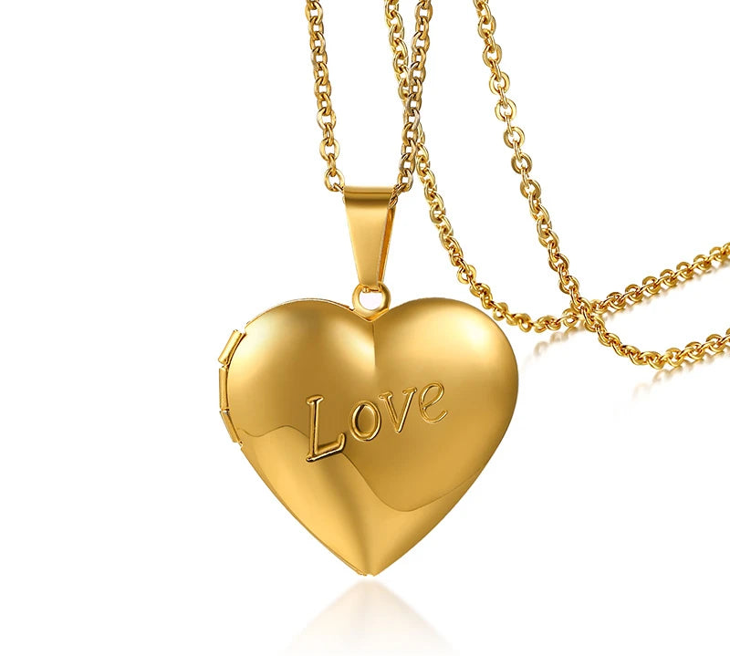 Vnox Custom Heart Locket Necklace