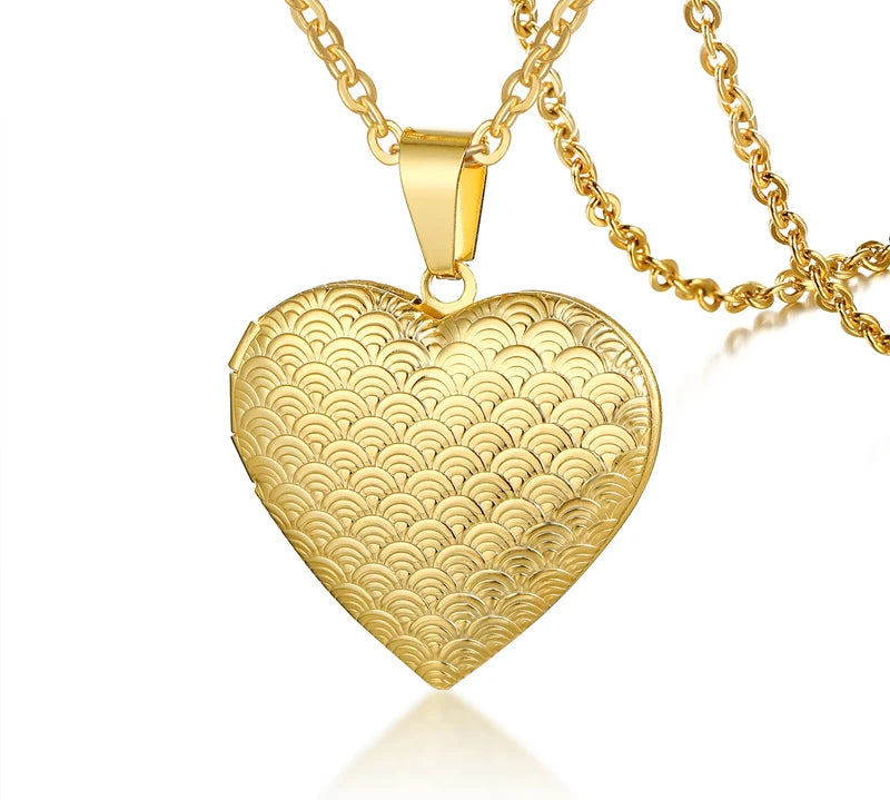 Vnox Custom Heart Locket Necklace