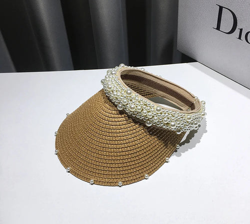 Fashionable Handmade Pearl Lady sun visor beach hat