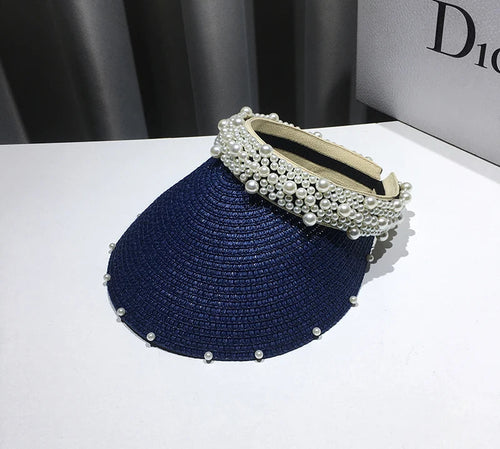 Fashionable Handmade Pearl Lady sun visor beach hat