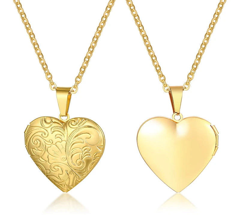 Vnox Custom Heart Locket Necklace
