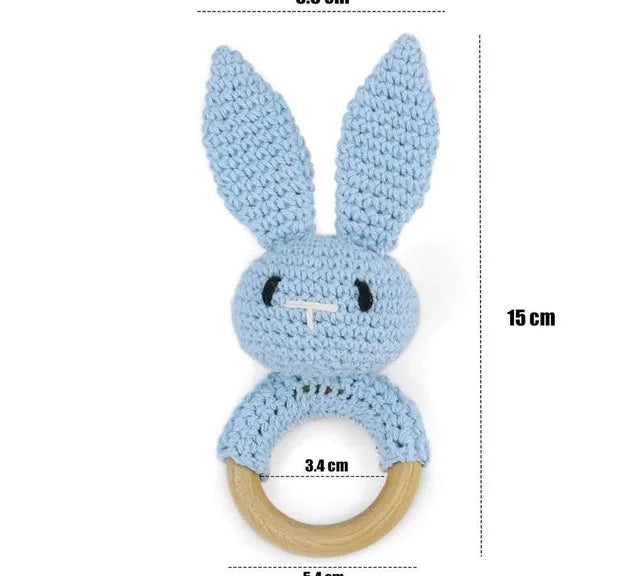 Crochet Bear Rattle Teether Toy
