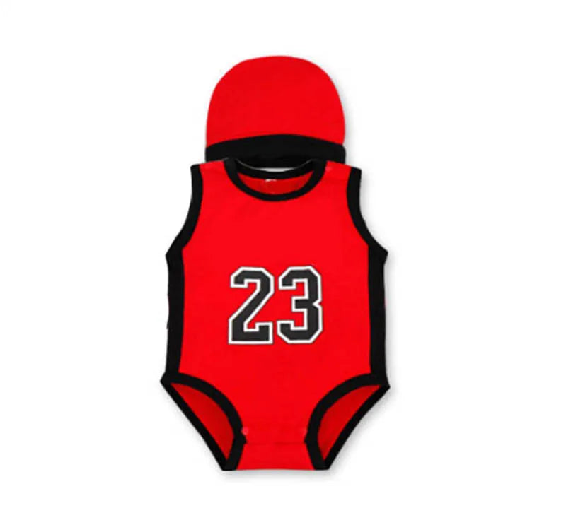 Matching baby romper and hat outfit gift set