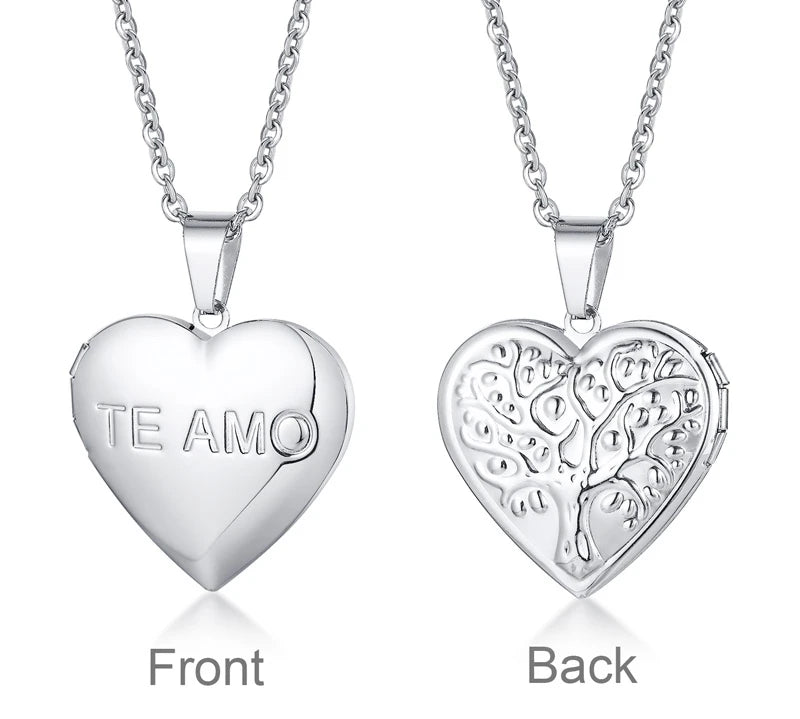 Vnox Custom Heart Locket Necklace