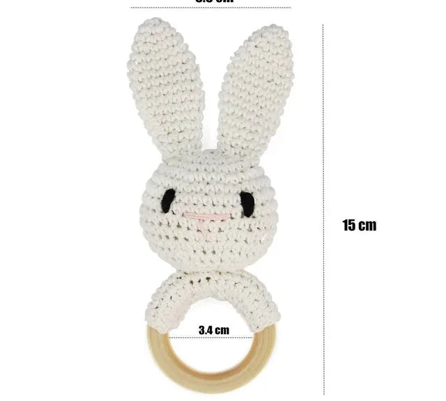 Crochet Bear Rattle Teether Toy
