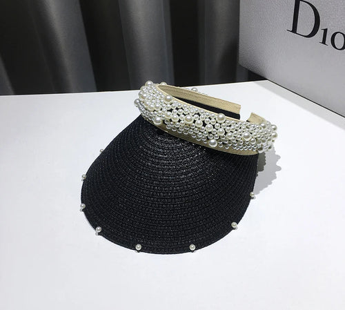 Fashionable Handmade Pearl Lady sun visor beach hat