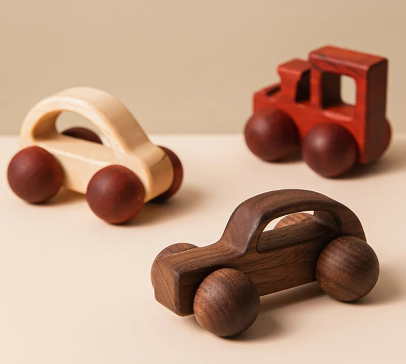 Wooden cartoon van baby toy for motor skill development