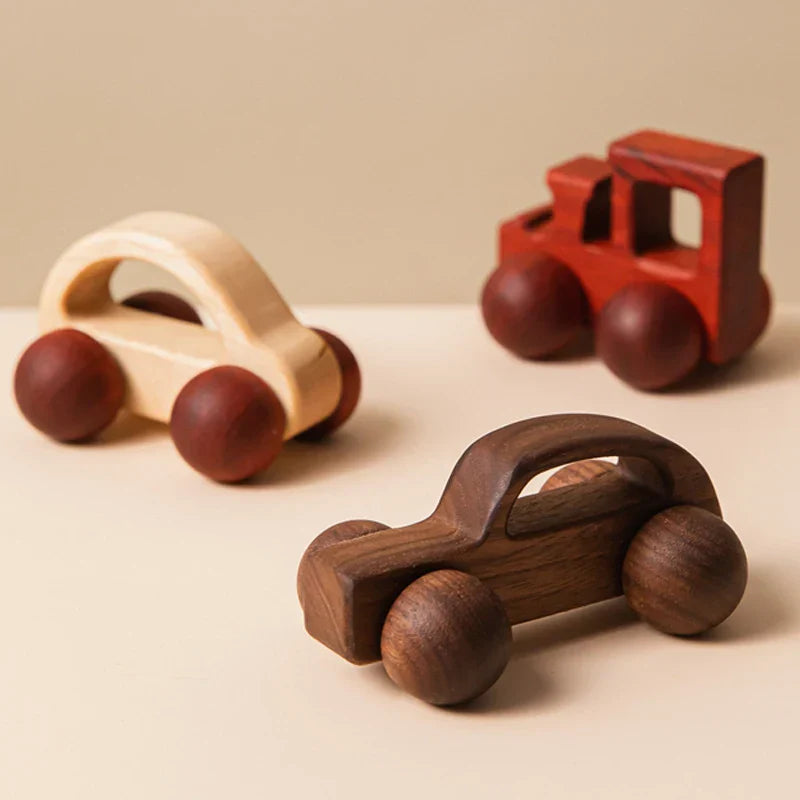 Wooden cartoon van baby toy for motor skill development