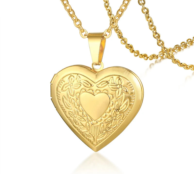 Vnox Custom Heart Locket Necklace