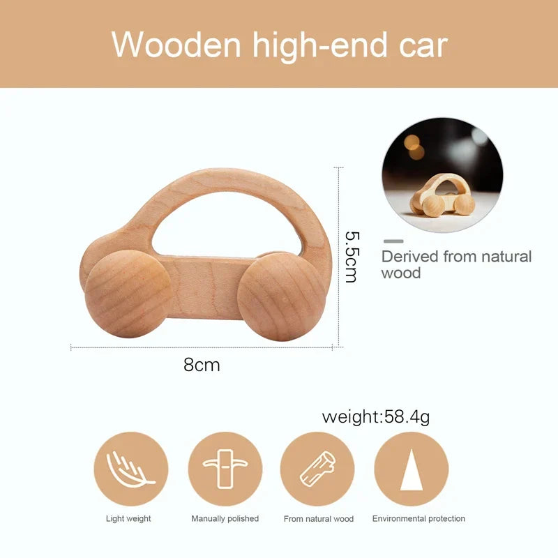 Wooden Cartoon Van Baby Toy