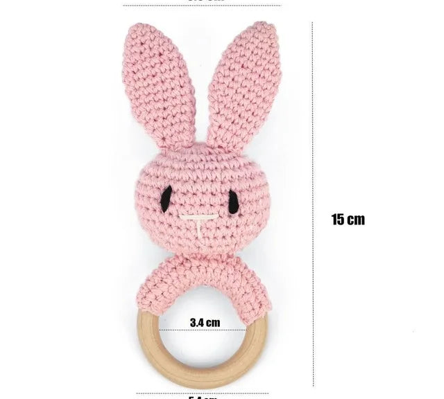 Crochet Bear Rattle Teether Toy
