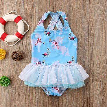 Kids Baby Girls Unicorn One Piece Swimsuit 