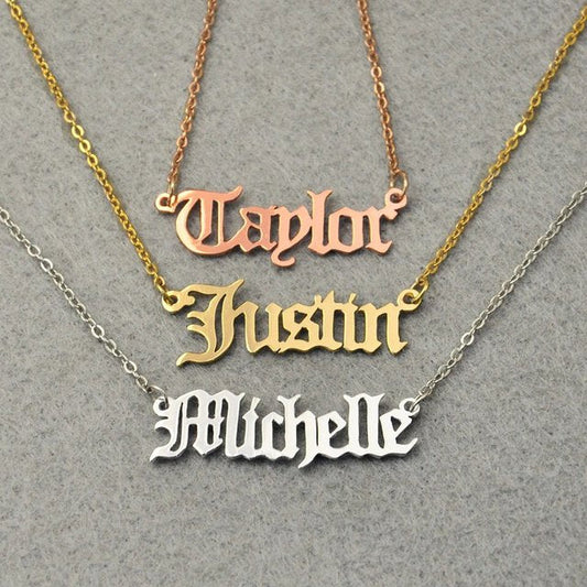 Custom Old English Name Necklace