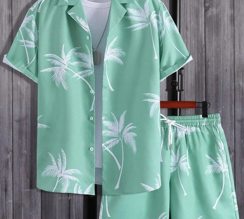 Vacation mood men beach shorts set