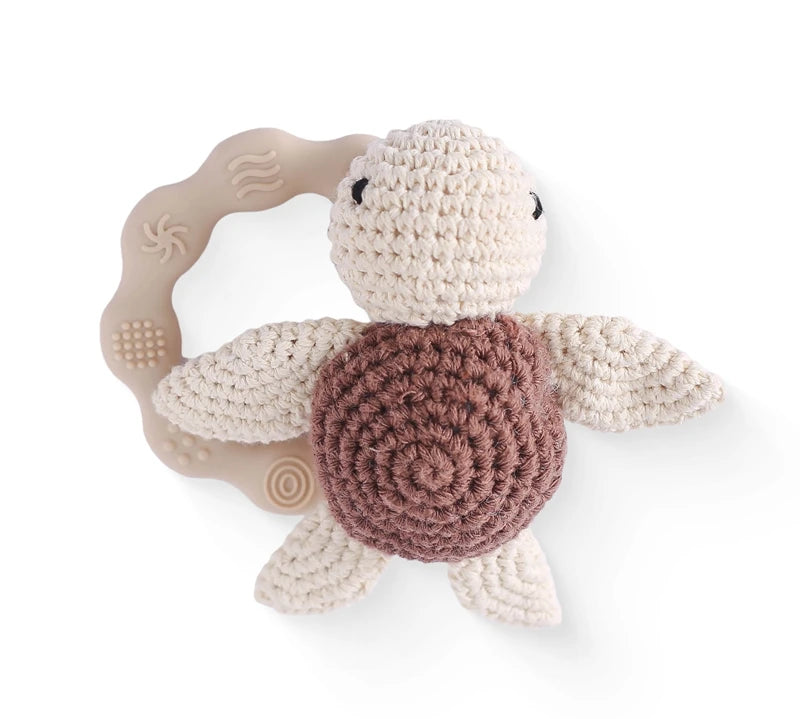 Crochet Bear Rattle Teether Toy