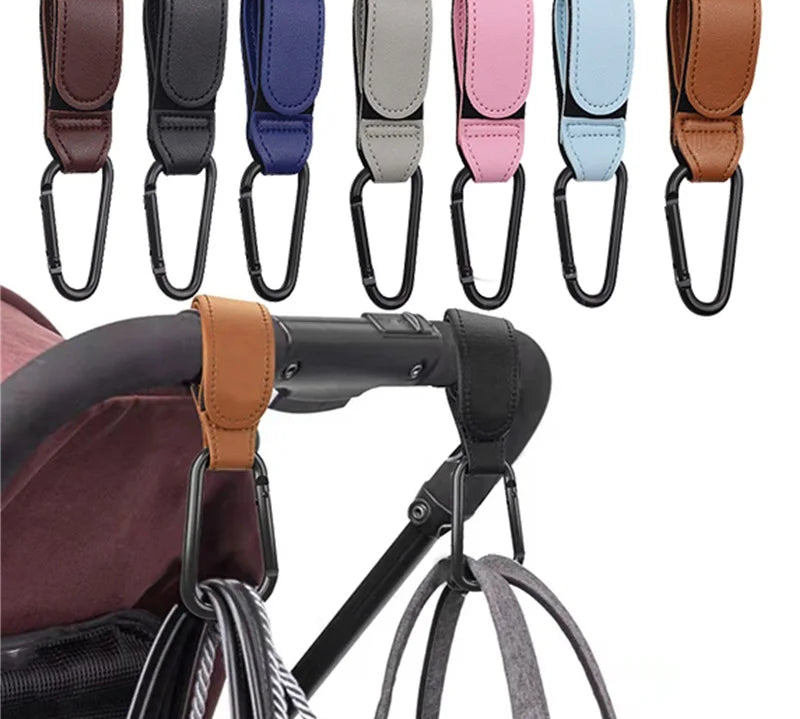 PU leather stroller hook for diaper bags