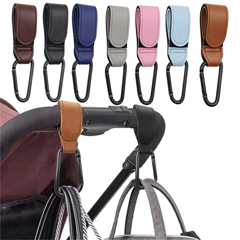 PU leather stroller hook for diaper bags